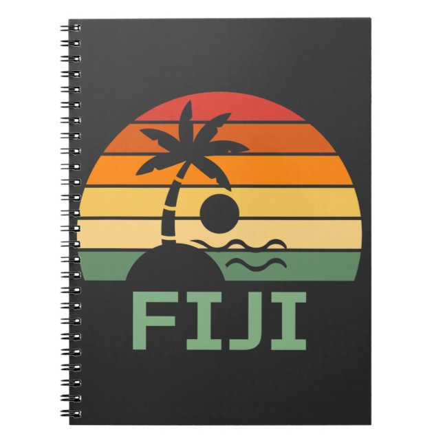 Fiji Vintage Palm Trees Summer Beach Notebook (Front)