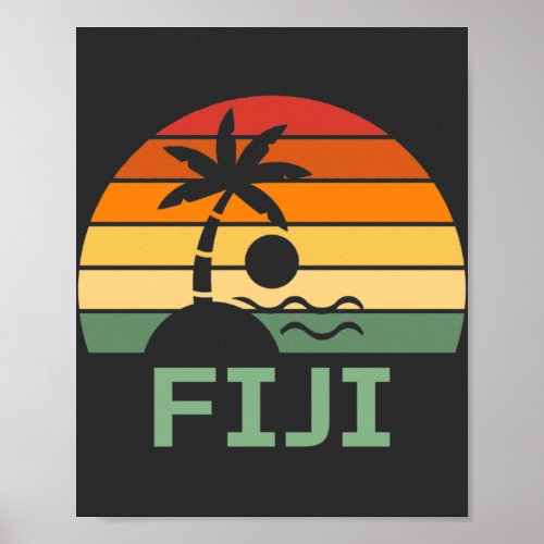 Fiji Vintage Palm Trees Summer Beach Poster