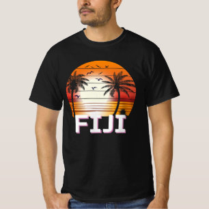 Fiji Vintage Palm Trees Summer Beach T-Shirt