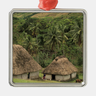 Fiji, Viti Levu, Navala, Traditional Bure houses Metal Ornament