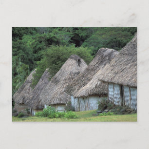 Fiji, Viti, Traditional hut houses. Postcard
