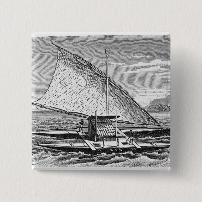 Fijian double canoe from The History of Pinback Button (Front)