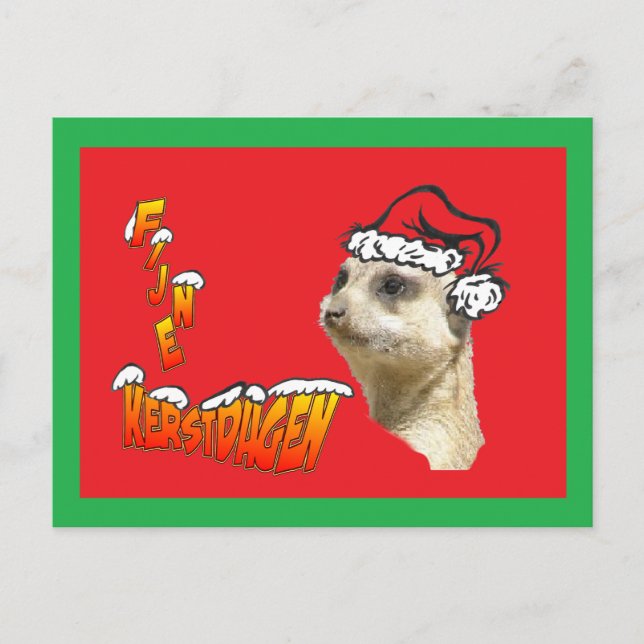 Fijne Kerstdagen Stokstaartje Kerstman Briefkaart Postcard (Front)