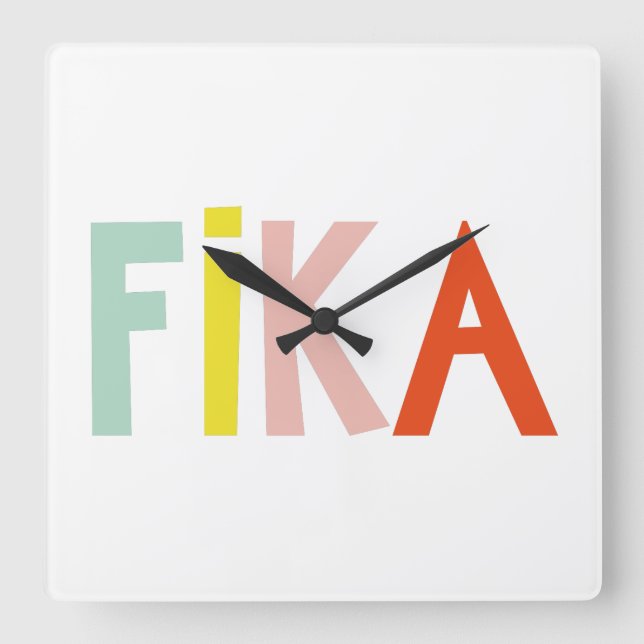 Fika Colors Square Wall Clock (Front)