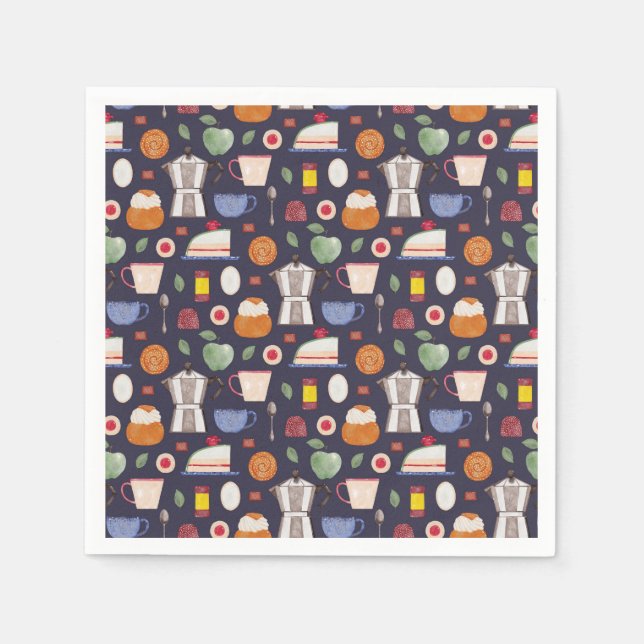 Fika (Eclipse) – Watercolor Pattern Napkins (Front)