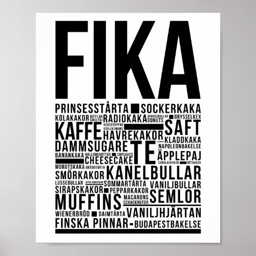 Fika swedish coffee sweets Typography  Poster