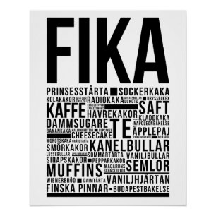 Fika swedish coffee sweets Typography Poster
