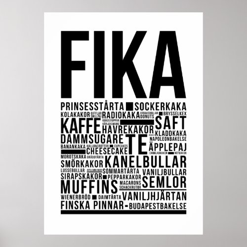 Fika swedish coffee sweets Typography  Poster