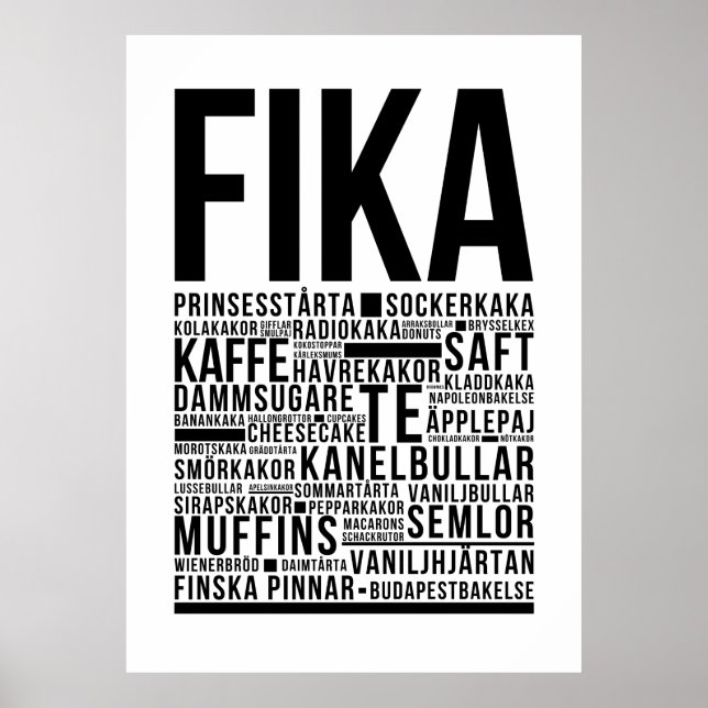 Fika swedish coffee sweets Typography  Poster (Front)