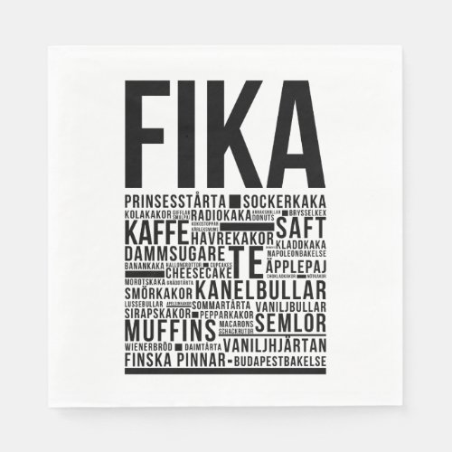Fika swedish coffee sweets Typography  Poster Napkins