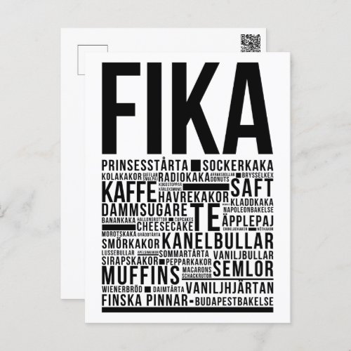 Fika swedish coffee sweets Typography  Poster Postcard