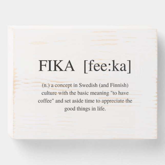 Fika Wood Decor Wall Art Wooden Box Sign (Front Horizontal)