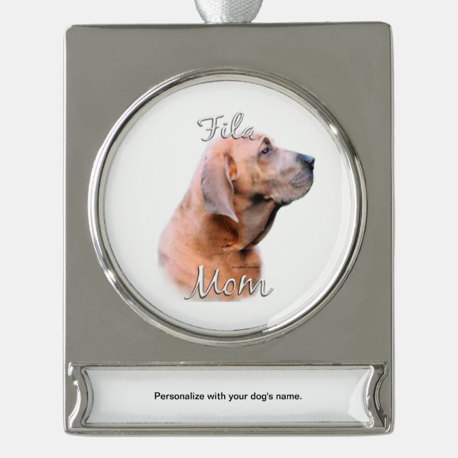 Fila Brasileiro Mom 2 Silver Plated Banner Ornament (Front)