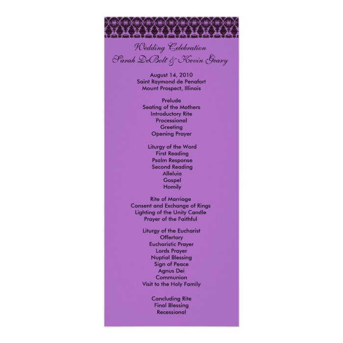 Filagree Wedding Program Announcement