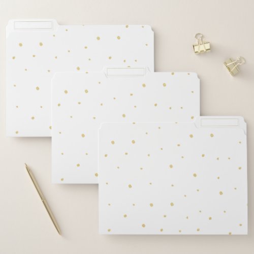 File Folder Set _ Gold Dots White