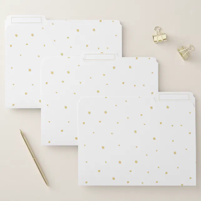 File Folder Set Gold Dots White Zazzle