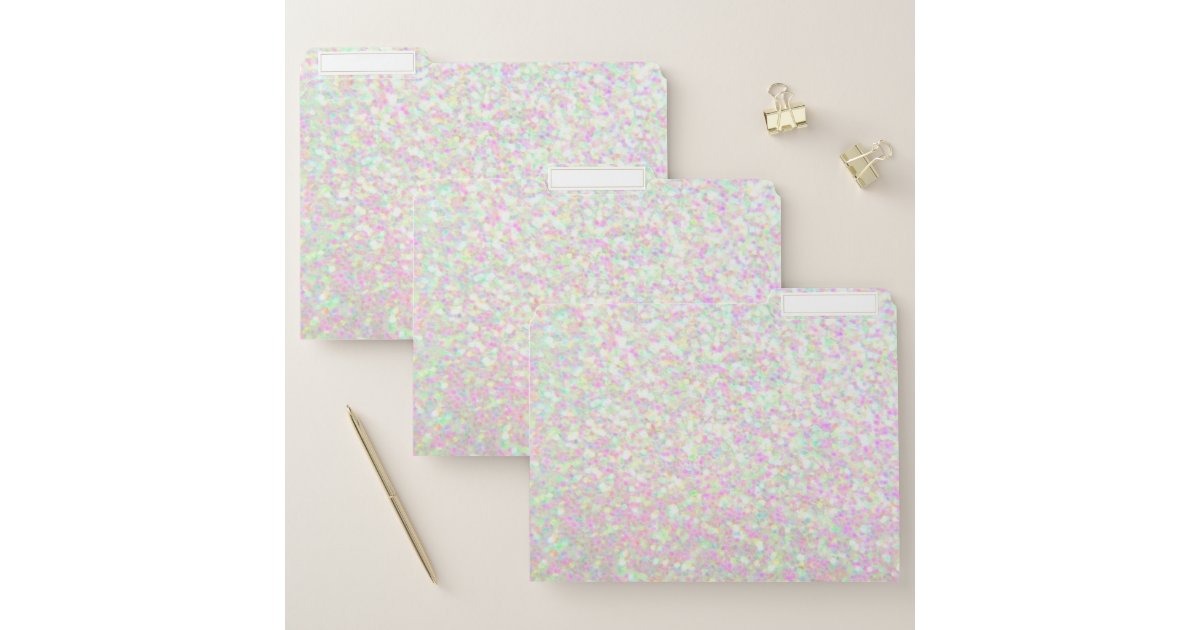 File Folder Set Iridescent Sparkling Glitter Zazzle
