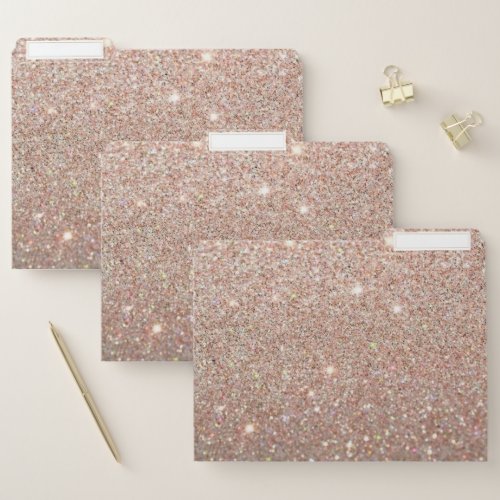 File Folder Set _ Sparkling Glitter Rose Gold