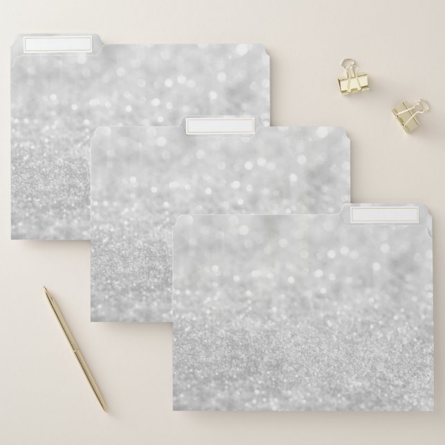 File Folder Set - Sparkling Glitter Silver (Set)