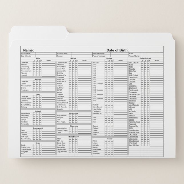 File Folders Genealogy (Front Left)