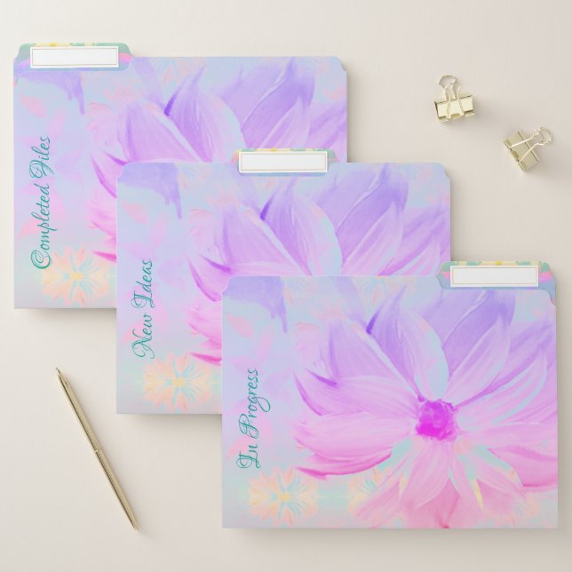 File Folders in Teal and  Floral (Set)