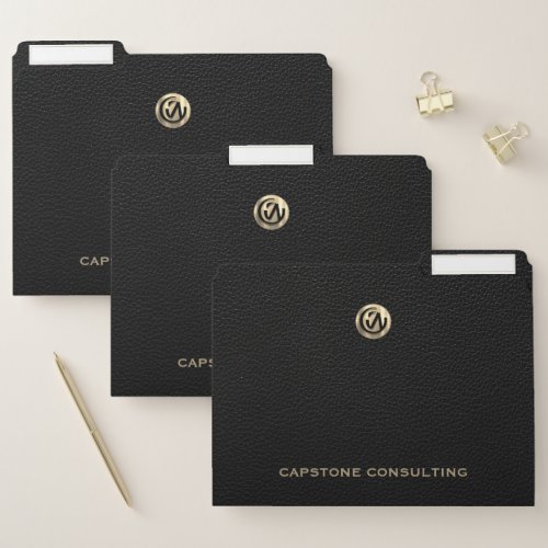 File Folders with Gold Logo and Company Name