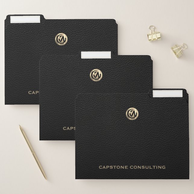 File Folders with Gold Logo and Company Name (Set)