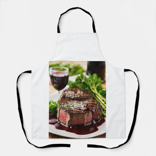 Filet Mignon  Red Wine  All Over Print Apron 