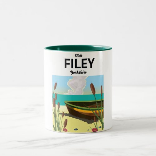 Filey Yorkshire Seaside travel poster Two_Tone Coffee Mug