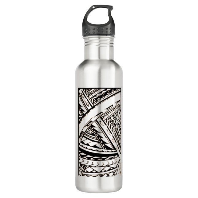 Fili Samoan Tribal art by Sku Stainless Steel Water Bottle (Front)