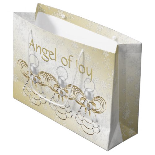 Filigree Angel of Joy Gold Ombre Snowflakes Large Gift Bag
