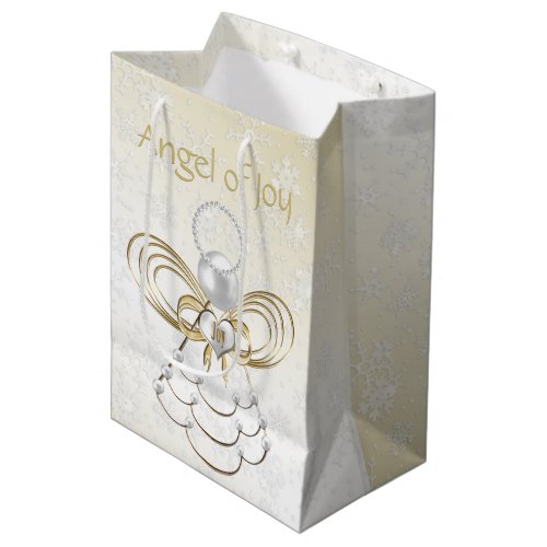 Filigree Angel of Joy Gold Ombre Snowflakes Medium Gift Bag