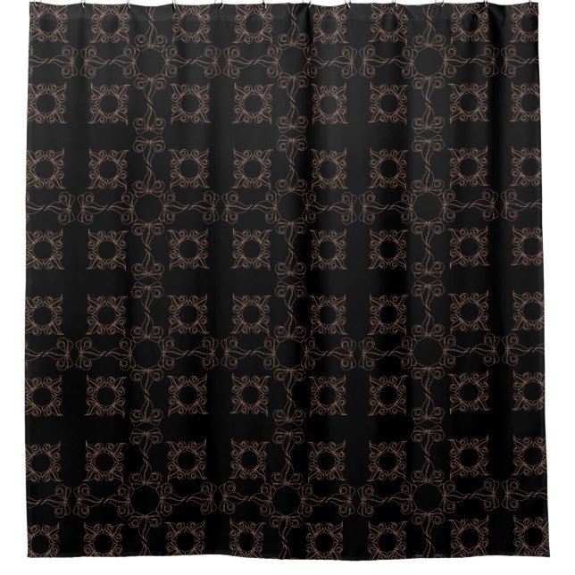 Filigree Black and Tan Shower Curtain (Front)