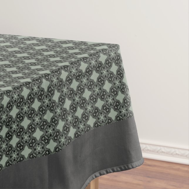 Filigree Black Medalion Pattern Tablecloth (In Situ)