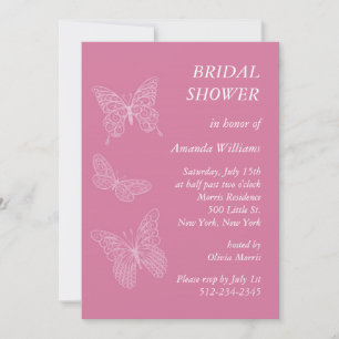 Filigree Butterfly Bridal Shower (pink) Invitation