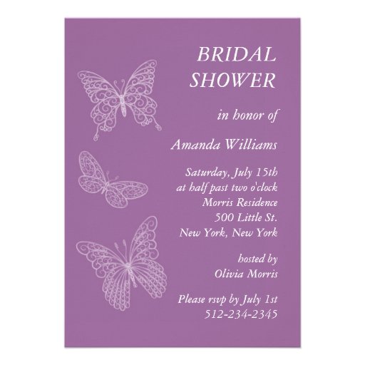 Purple Butterfly Bridal Shower Invitations 3