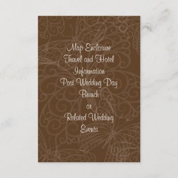 Filigree Butterfly Enclosure Card In Brown by prettyfancyinvites at Zazzle