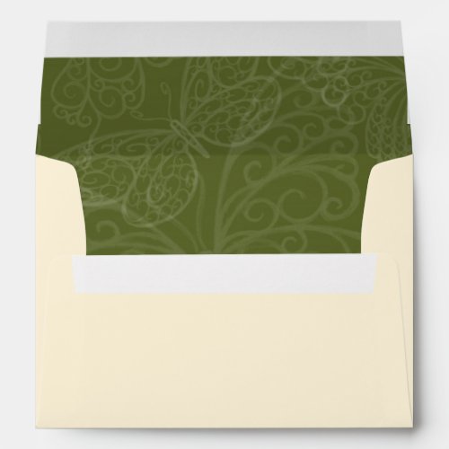 Filigree Butterfly Envelope in Olive Green
