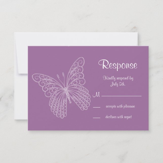 Filigree Butterfly RSVP in Purple (Front)