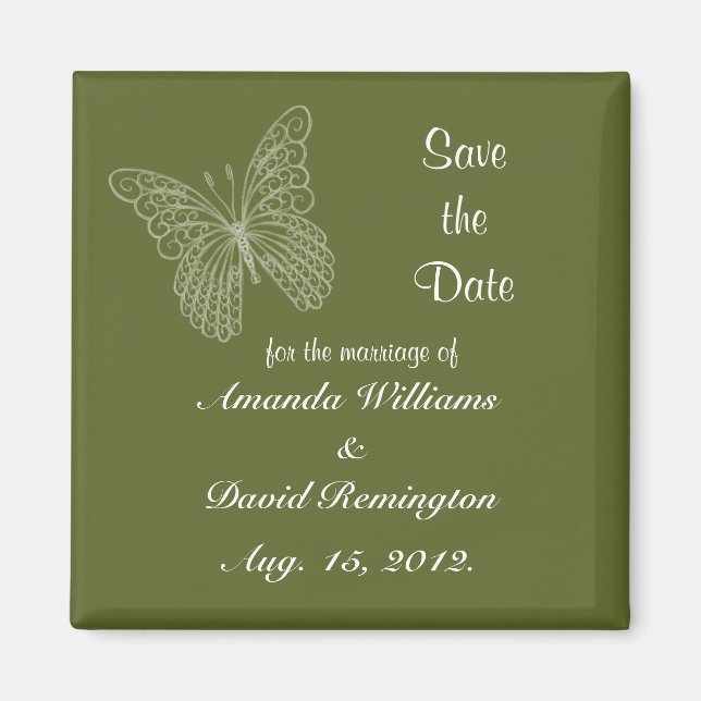 Filigree Butterfly Save The Date Magnet (Front)