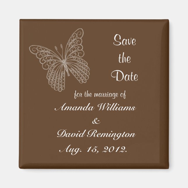 Filigree Butterfly Save The Date Magnet (Front)
