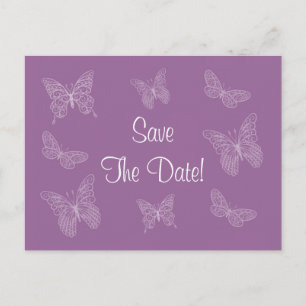 Filigree Butterfly Save the Date Postcard (Purple)