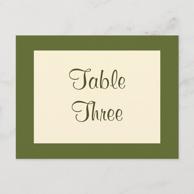 Filigree Butterfly Table Number (olive green) (Front)