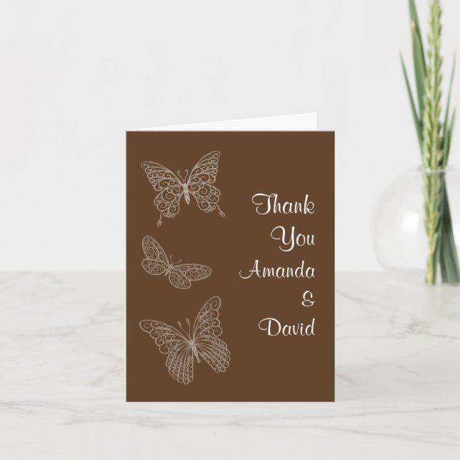 Filigree Butterfly Thank You Card (brown) (Front)