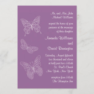 Filigree Butterfly Wedding Invitation in Purple