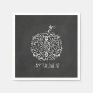 Filigree Chalkboard Fall Pumpkin Autumn Fall Party Napkins