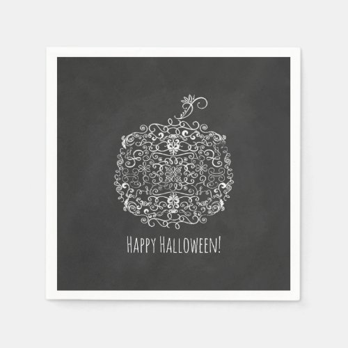 Filigree Chalkboard Fall Pumpkin Autumn Fall Party Napkins