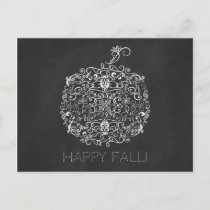 Filigree Chalkboard Fall Pumpkin Autumn Fall Postcard