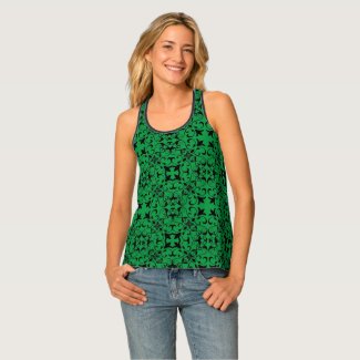 Filigree Curlicue & Kelly Green Racerback Tank Top