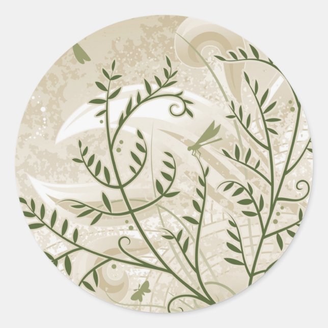 Filigree Ferns Classic Round Sticker (Front)